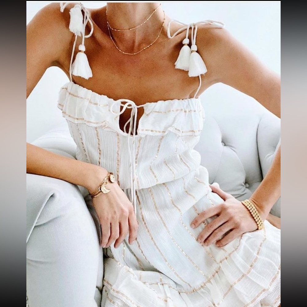 White and gold karina grimaldi mini dress